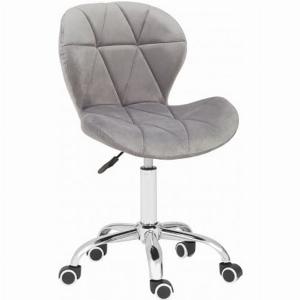 Sitoca Velvet Home And Office Chair In Grey With Swivel Base