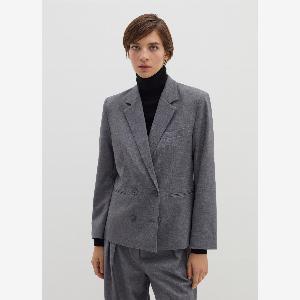 Stefanel  Zweireihiger Blazer aus Flanell Damen Meliertes Grau