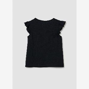 OVS Tshirt Da Bambina In Puro Cotone Nero Regular Fit Con Volant Nero Taglia 34