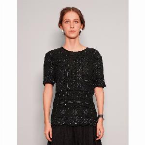 Vintage Black Sequinned Top  Size M