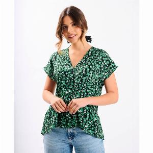 Green Animal Tiered Hem Top  Size 10