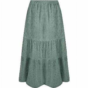 Weird Fish Lathika Organic Cotton Tiered Midi Skirt Army Green Size 14