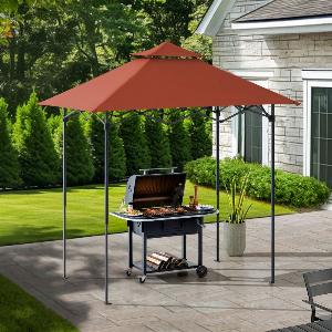 SUNJOY 5x8 Pop up Grill Gazebo with Magnetic LED Light and Carrying Bag  Red