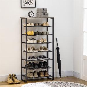 HOMCOM 8Tier Mesh Shelves Shoe Rack Free Standing Storage Organizer for 2124 Pairs Entryway Stand Black and Grey   Aosom UK
