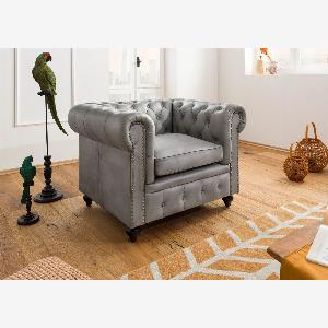 Fauteuil en cuir gris CHESTERFIELD 202 maintenant à 92691  10 