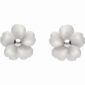 Sterling Silver White Agate Tuberose 8mm Gypsophila Stud Earrings