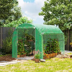 Enjoy 11 Off Outsunny Green Steel Frame Polytunnel Greenhouse 296cm x 196cm