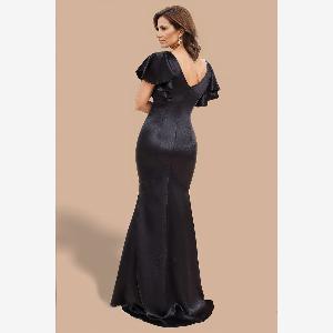 Goddiva black satin mermaid maxi dress with flutter sleeves now 58 previously 91