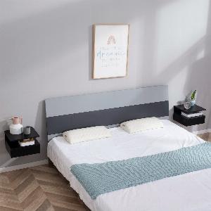 HOMCOM Set von 2 schwebenden Nachttischen  Set von 2 Nachttischen  Ausziehbare Schublade Fach Tablett  Schwarz Spanplatten   Aosom