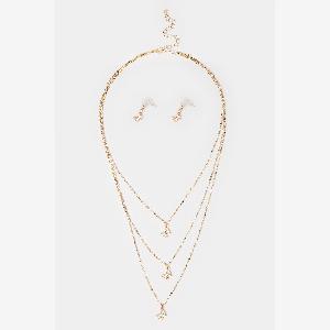 Parrure Dorée  Strass Pendentif Papillons