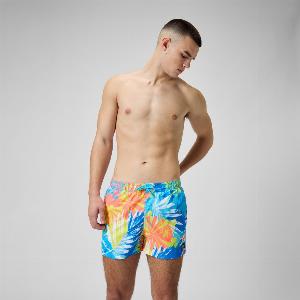 50 Rabatt auf Herren Badeshorts mit Print in BlauGelb 14 Zoll