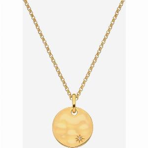 Hot Diamonds Lunar 18ct Gold Plated Diamond Hammered Pendant Necklace DP837