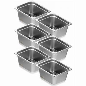 VEVOR 6 Pack Hotel Pans 12 Size AntiJam Steam Pan 08mm Thick Stainless Steel Restaurant Steam Table Pan 6Inch Deep Commercial Table Pan Catering Storage Food Pan for Industrial  Scientific