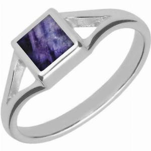 Sterling Silver Blue John Square Split Shoulder Ring
