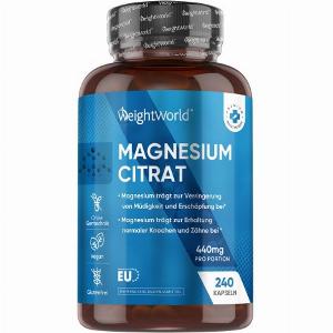 Magnesium Citrate Kapseln  440mg 240 Kapseln  Natürliche Nahrungsergänzung für Muskeln Stoffwechsel und Nerven