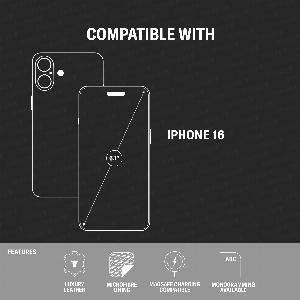 iPhone 16 Leather Slimline Bumper Case MagSafe Compatible  Blue