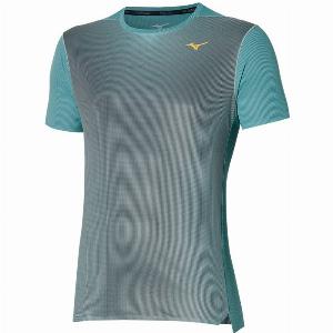 Tshirt Mizuno Aero Tee à Manches Courtes Bleu Gris Taille S
