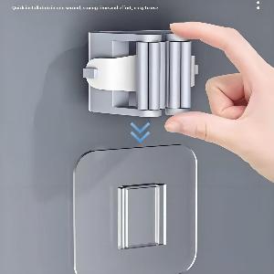 124 Modern Wall Mounted Mop and Broom Rack No Drilling Required Durable Plastic Storage Hooks 2pcs blue