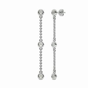 Luminous Strands Lab Grown Diamond Earrings  14K White Gold 12 ct tw