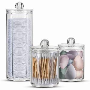 Organizer Bagno Trasparenti  Set 3 Pezzi con Coperchio Multiuso in PP