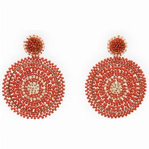 RustColoured Beaded Circle Earrings