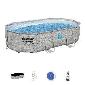 Set piscina da 488x305x107 cm effetto pietra