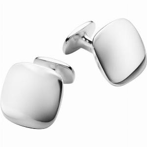 Georg Jensen Mens Classic Sterling Silver Domed Cushion Cufflinks D