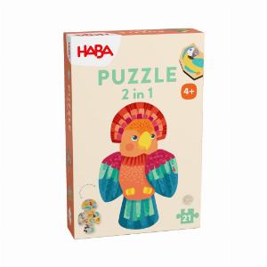Kinder Holzpuzzle Papagei 21teiliges 2 in 1 Puzzle ab 4 Jahren