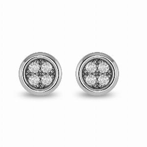 Bezel Set Cluster Diamond Stud Earrings 14 ct tw  10K White Gold