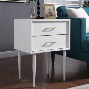 Get 60 Discount Avila White Wooden Side Table with Two Drawers