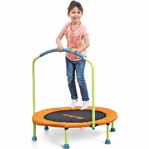 Save 22 on an indoor trampoline for children featuring handlebars for added safety