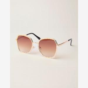 Gold Frame Oversized Sunglasses  ONE  BROWN