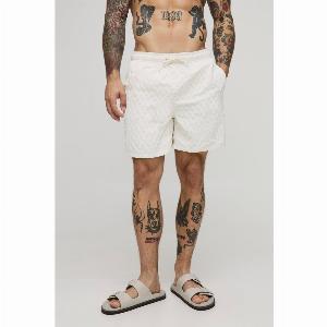 Costume a pantaloncino medio con trama Cream
