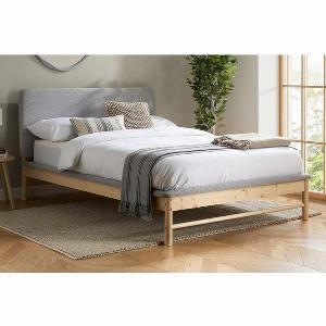 Ezra Grey Fabric Bed Double