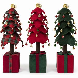 Albero di Natale Estensibile 90 cm Con Luci e Base Pacco Regalo