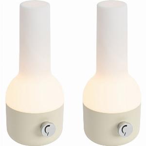 Pack de 2 lampes de table dextérieur beige et blanc LED rechargeable  4895